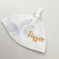 'Tigger' Embroidered White Knotted Jersey Hat - Boys/Girls 6-9 Months