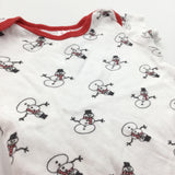 Snowman White & Red Bodysuit - Boys/Girls 3-6 Months - Christmas
