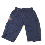 Tigger Badges Navy Lightweight Cotton Trousers - Boys 3-6 Months
