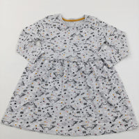 Unicorns Grey Long Sleeved Jersey Dress - Girls 3-4 Years