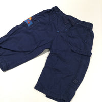 Tigger Badges Navy Lightweight Cotton Trousers - Boys 3-6 Months