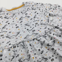 Unicorns Grey Long Sleeved Jersey Dress - Girls 3-4 Years