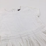 Textured White Lined Cotton Dress - Girls 3-4 Years