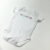 'Cute' Hearts White Short Sleeve Bodysuit - Girls Tiny Baby