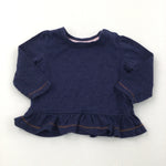 Blue Long Sleeve Top with Frilly Hem - Girls 0-3 Months