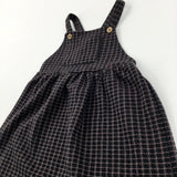 Brown & Pink Checked Dungaree Dress - Girls 3-4 Years