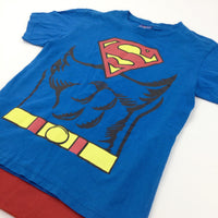 Superman Blue T-Shirt with Detachable Cape - Boys 12-13 Years