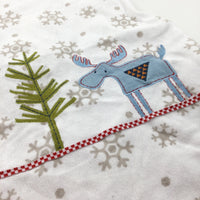 Christmas Tree & Reindeer Appliqued/Embroidered White & Blue Christmas Sleeping Bag - 3.5 Tog - Boys/Girls 0-6 Months