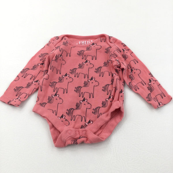 Unicorns Pink Long Sleeve Bodysuit - Girls 0-3 Months