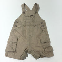 Beige Thick Linen Dungarees  - Boys 3-6 Months