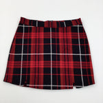 Red, Black & White Tartan Jersey Skirt - Girls 8-9 Years