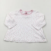 Flowers Pink & White Long Sleeve Top - Girls 0-3 Months