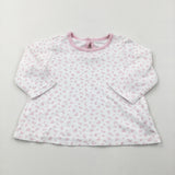 Flowers Pink & White Long Sleeve Top - Girls 0-3 Months