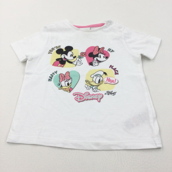 'You're My Happy Place' Disney Characters White T-Shirt - Girls 9-12 Months
