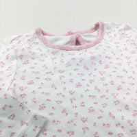 Flowers Pink & White Long Sleeve Top - Girls 0-3 Months