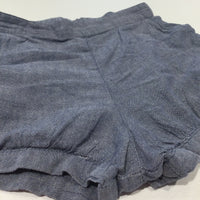 Light Blue Mottled Cotton Shorts - Girls 2-3 Years
