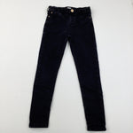 Black Denim Jeans With Adjustable Waistband - Girls 9 Years