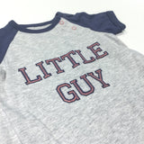 'Little Guy' Pink, Grey & Navy Jersey Romper - Boys 3-6 Months