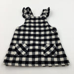 Black & White Checked Dungaree Dress  - Girls 12-18 Months
