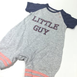 'Little Guy' Pink, Grey & Navy Jersey Romper - Boys 3-6 Months