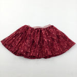 Flowers Red Polyester Skirt - Girls 18-24 Months