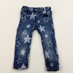 Stars Denim Jeans With Adjustable Waistband - Girls 12-18 Months