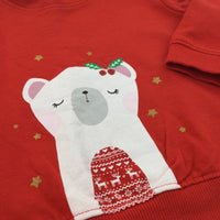 Polar Bear Red Christmas Sweatshirt - Girls 9-12 Months