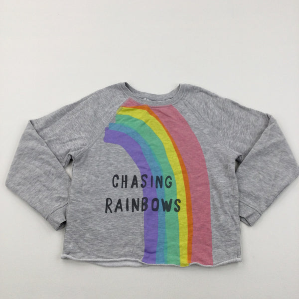 'Chasing Rainbows' Grey Lightweight Sweatshirt - Girls 9 Years