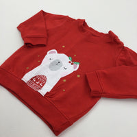 Polar Bear Red Christmas Sweatshirt - Girls 9-12 Months