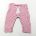 Rabbit Pink & White Knitted Leggings - Girls 0-3 Months