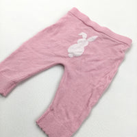 Rabbit Pink & White Knitted Leggings - Girls 0-3 Months