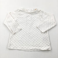 Spotty Grey & White Long Sleeve Top - Girls 0-3 Months