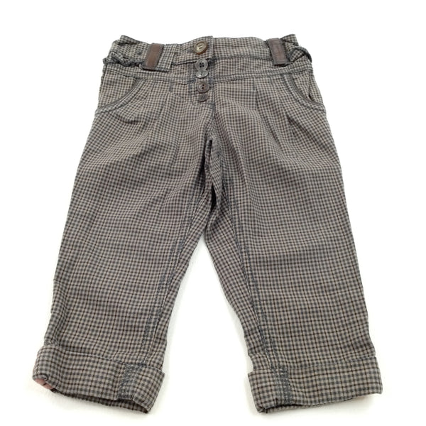 Brown Checked Trousers With Adjustable Waistband - Girls 12-18 Months