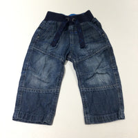 Dark Blue Denim Pull On Jeans - Boys 9-12 Months