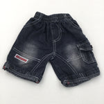 'Lee Cooper' Black Denim Long Cargo Shorts - Boys 6 Months