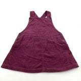 Burgundy Lightweight Cord Dungaree Dress - Girls 12-18 Months