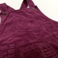 Burgundy Lightweight Cord Dungaree Dress - Girls 12-18 Months