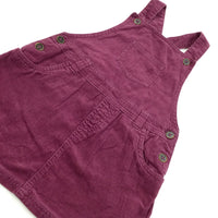 Burgundy Lightweight Cord Dungaree Dress - Girls 12-18 Months