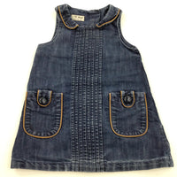 Dark Blue Denim Pinafore Dress - Girls 12-18 Months