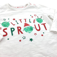'Little Sprout' White Long Sleeve Christmas Top - Boys/Girls 6-9 Months