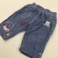 'Little Bear' Embroidered Lined Corduroy Trousers - Boys 3-6 Months