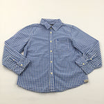 Blue & White Checked Cotton Shirt - Boys 7-8 Years