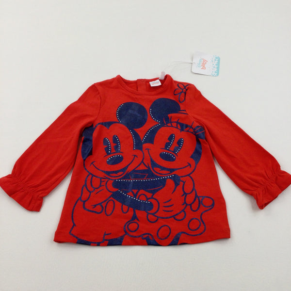 **NEW** Mickey & Minnie Red Long Sleeved Top  - Girls 12-18 Months