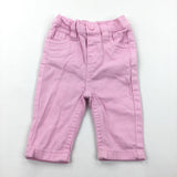 Pink Cotton Twill Trousers - Girls 0-3 Months