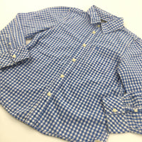 Blue & White Checked Cotton Shirt - Boys 7-8 Years