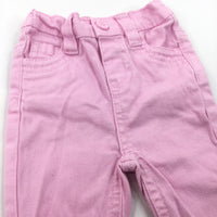 Pink Cotton Twill Trousers - Girls 0-3 Months