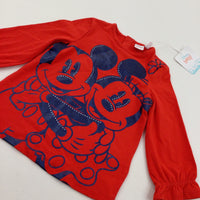 **NEW** Mickey & Minnie Red Long Sleeved Top  - Girls 12-18 Months