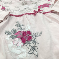 Flowers Dark Pink & Pale Pink Jersey Dress - Girls 3-6 Months