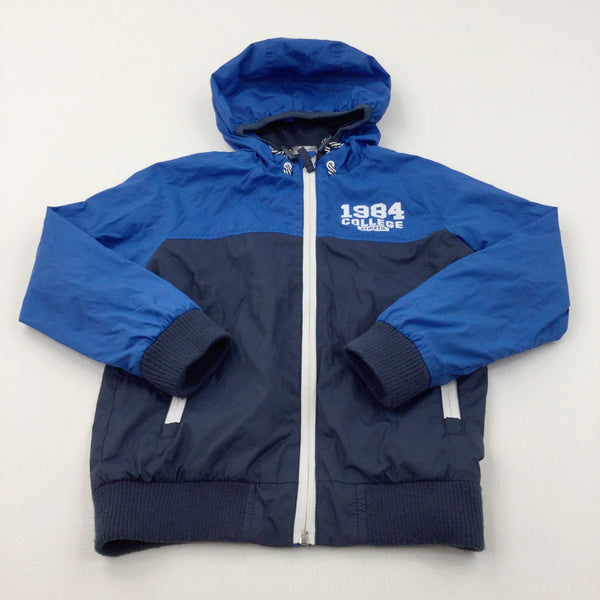 '1984 College Athletic' Blue & Navy Showerproof Jacket with Hood - Boys 5-6 Years