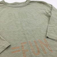 'Plans For Today = Fun' Sage Green Long Sleeve Top - Boys 5-6 Years
